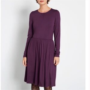 ModCloth Your’s Truly Purple Long Sleeve Dress Size S
